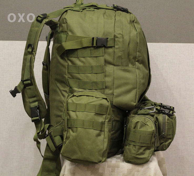 Тактический Штурмовой Военный Рюкзак с подсумками на 50-60 литров Olive (1004-olive), фото №4