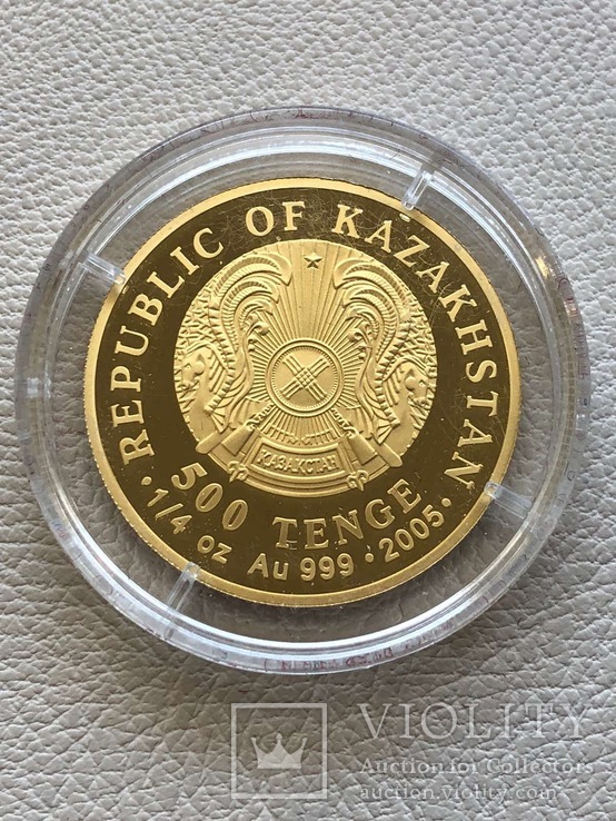 Казахстан 500 тенге 2005 год золото 999’ 7,78 грамм бриллианты, фото №3
