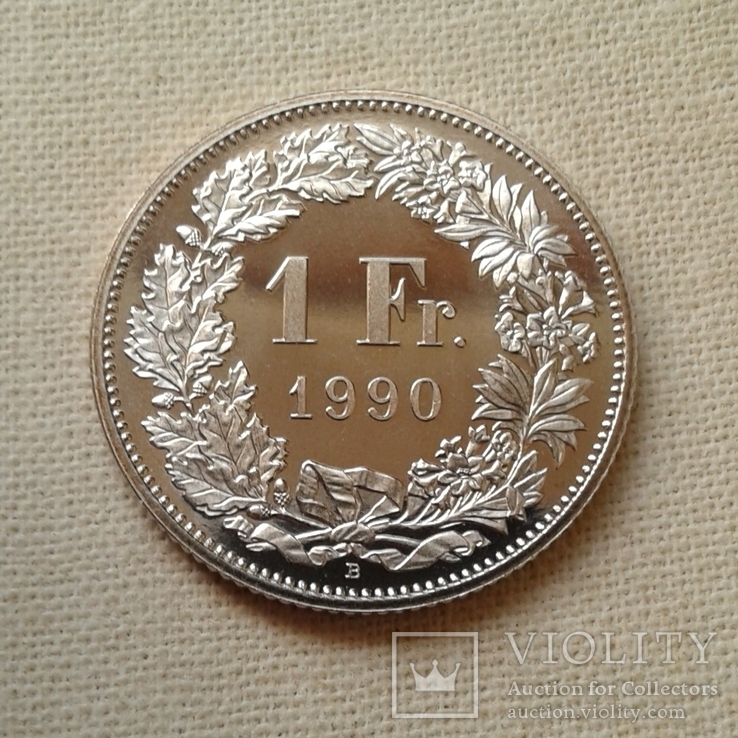 Швейцарія 1 франк 1990 року, фото №2
