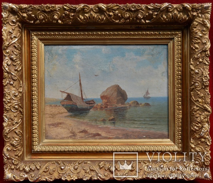 Картина, автор неизвестный, морской пейзаж, холст, масло, размер картины 27 х 36 см., фото №2
