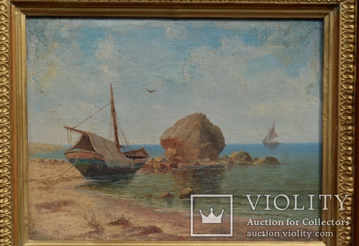 Картина, автор неизвестный, морской пейзаж, холст, масло, размер картины 27 х 36 см., фото №3
