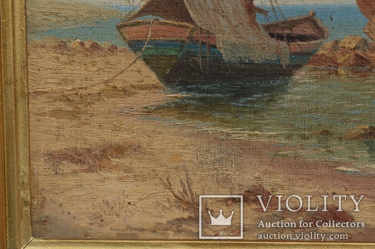 Картина, автор неизвестный, морской пейзаж, холст, масло, размер картины 27 х 36 см., фото №7
