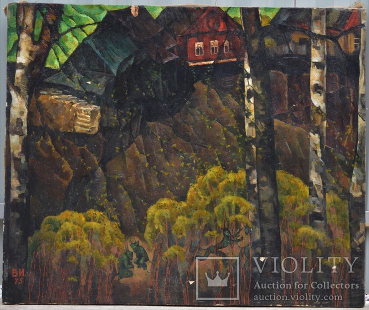 Картина художник Иванов Владимир, лесной пейзаж, холст, масло, размеры 72 х 87 см., фото №2