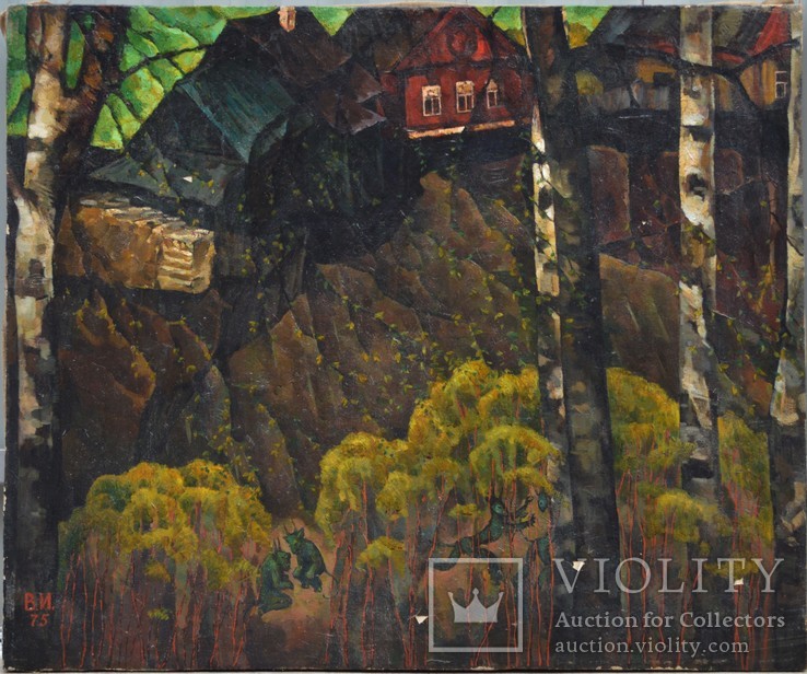 Картина художник Иванов Владимир, лесной пейзаж, холст, масло, размеры 72 х 87 см., фото №3
