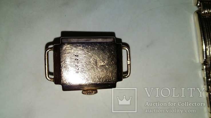 Золотые женские часы"Заря"50-х годов с серебрянным браслетом с золотым покрытием., фото №8