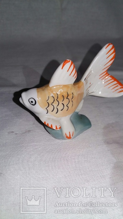  Фарфоровая статуэтка рыбка дулево 1960г ссср - 2 шт (1 лот), фото №3