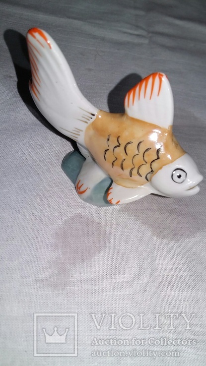  Фарфоровая статуэтка рыбка дулево 1960г ссср - 2 шт (1 лот), фото №5