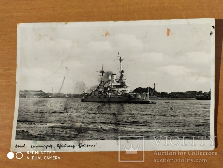 Немецкая открытка с военным кораблем, фото №2