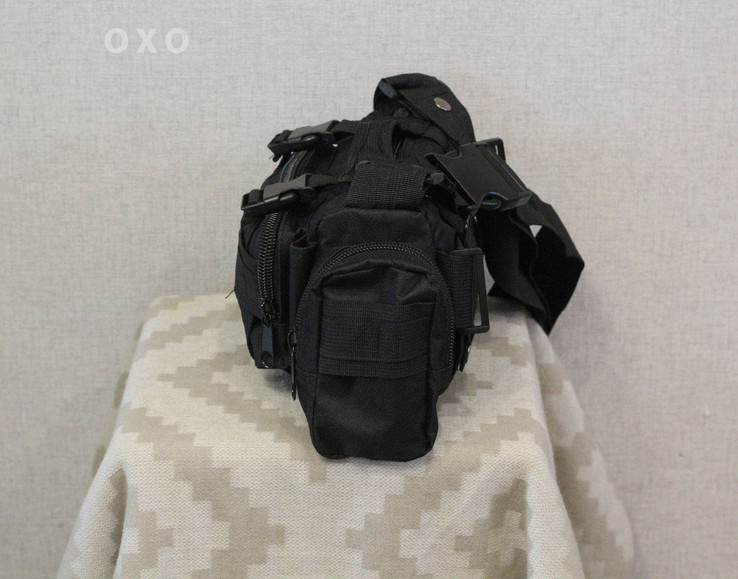 Тактическая универсальная (поясная, наплечная) сумка с системой M.O.L.L.E (104-black), фото №4