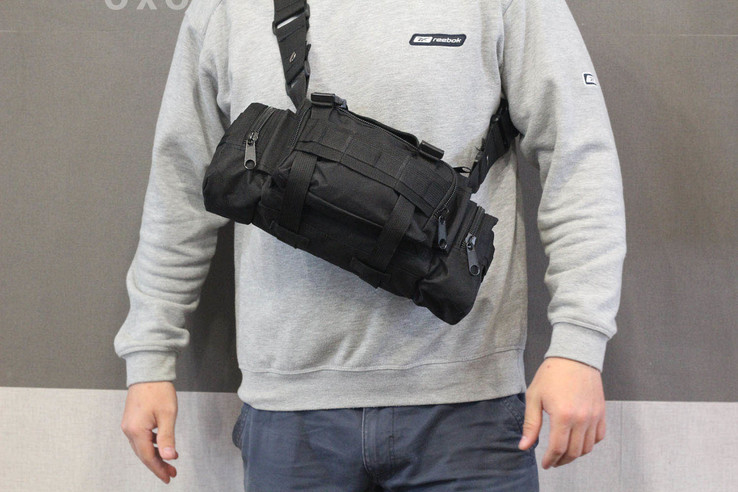 Тактическая универсальная (поясная, наплечная) сумка с системой M.O.L.L.E (104-black), фото №9
