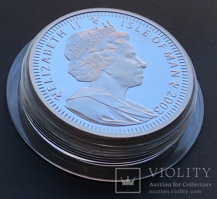 Серебряная монета 130 crowns 2003 года. Остров Мэн. Вес 4 килограмма, фото №9