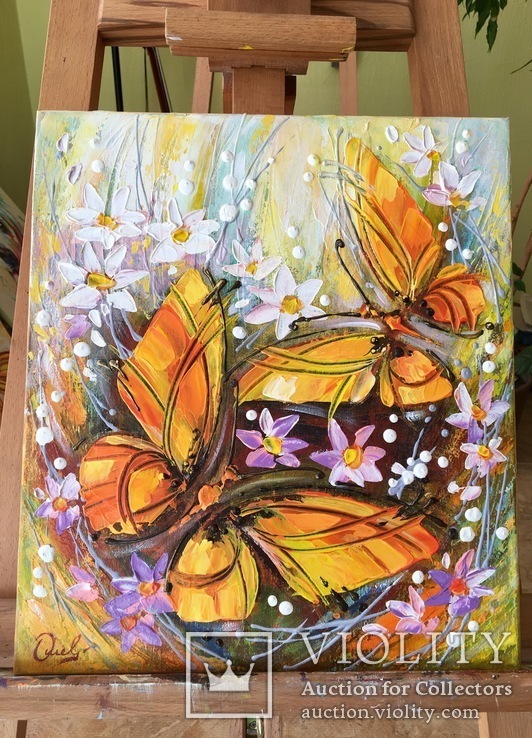 Картина акрилом «Метелики» 40х35, фото №3