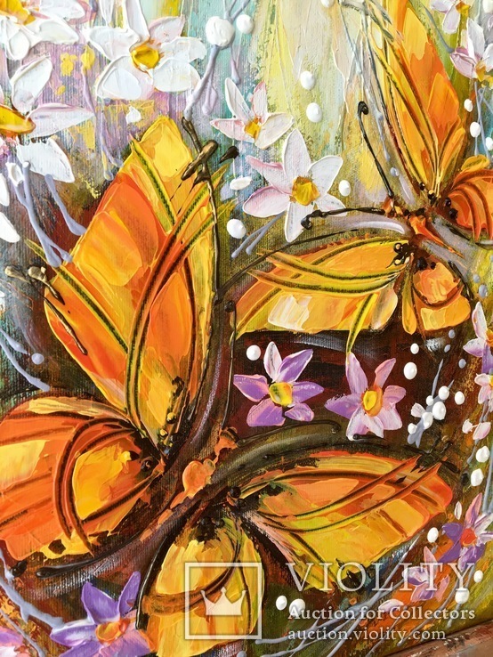 Картина акрилом «Метелики» 40х35, фото №4