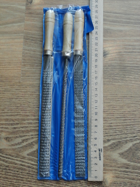 Набор Напильник Рашпиль с деревяной ручкой 200 мм 3шт, фото №2