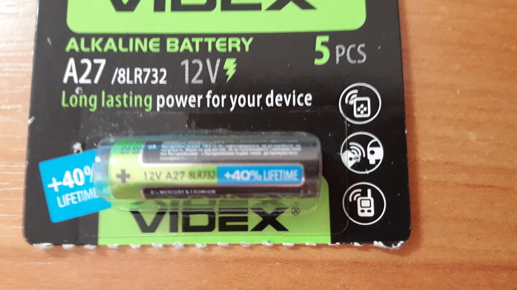 Элемент питания, батарейка Videx A27, фото №2