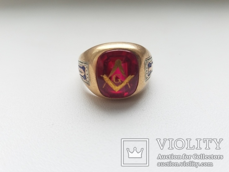 Масонский перстень кольцо  знак Арт Деко, фото №2