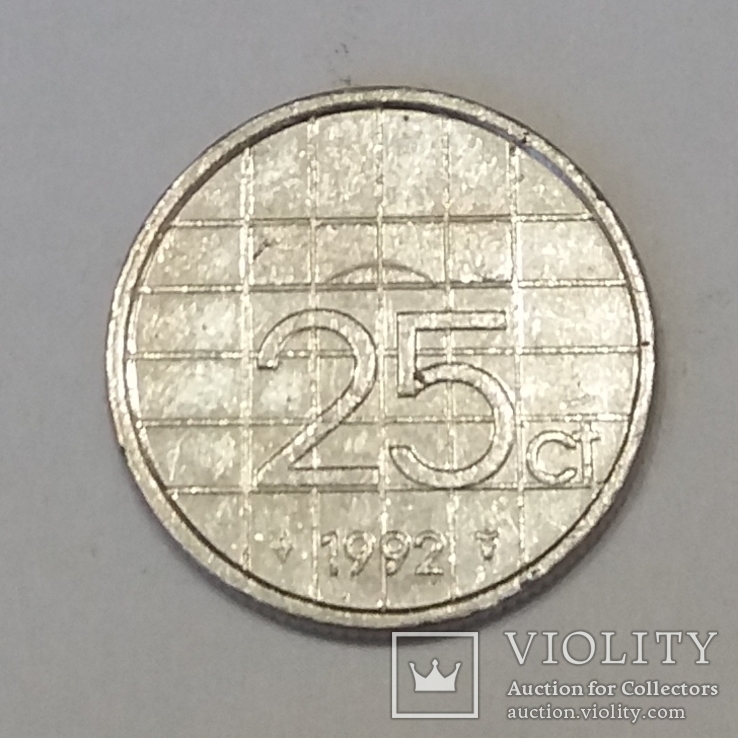 Нідерланди 25 центів, 1992, фото №2