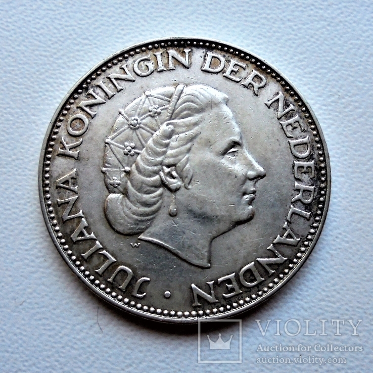 Нидерланды, 2,5 серебряных гульдена 1961, фото №3