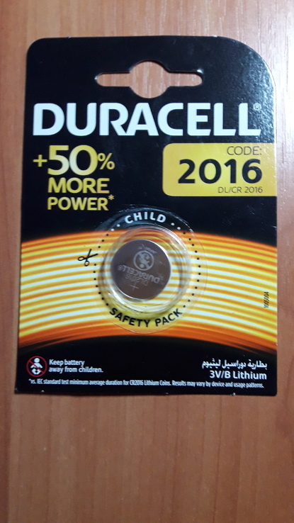 Элемент питания, батарейка Duracell 2016, фото №2