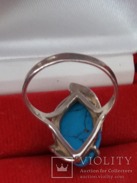 Кольцо с голубой вставкой. 925., фото №11