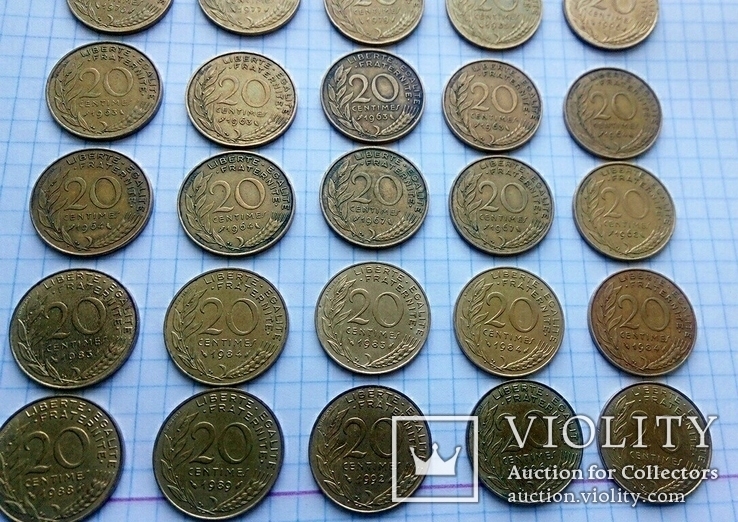 55 монет Франции разных годов выпуска., фото №7