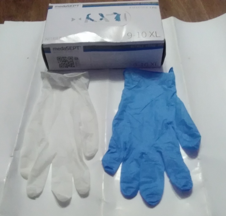 Перчатки голубые дерматологические 1 упаковка 100штук., фото №2