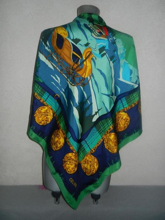 Celine,paris шелковый платок подписной,натуральный шелк, большой 88 см, photo number 3