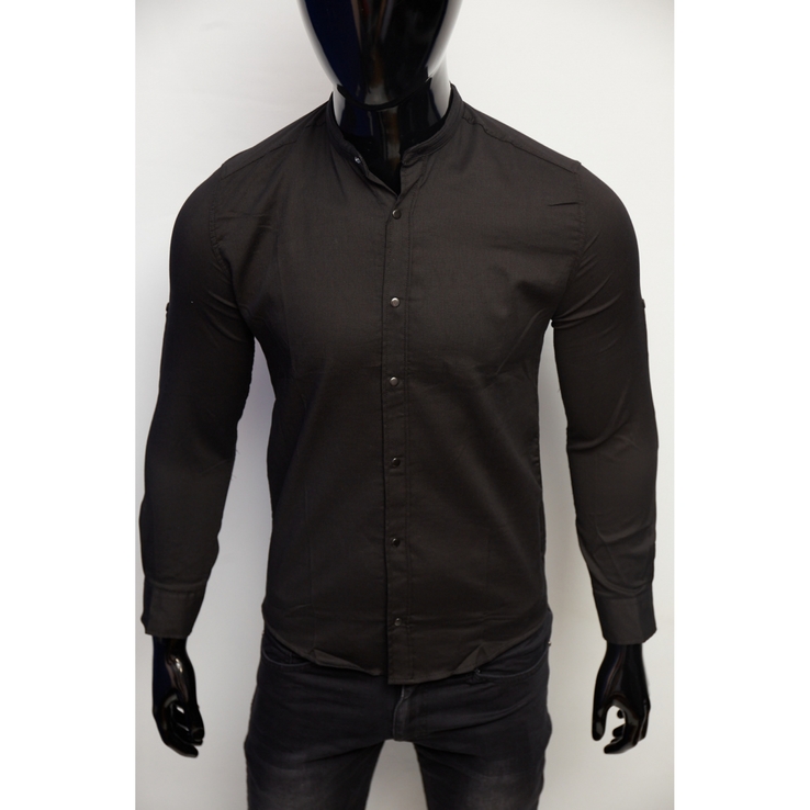Рубашка мужская котоновая Figo 7088-1 черная, numer zdjęcia 2