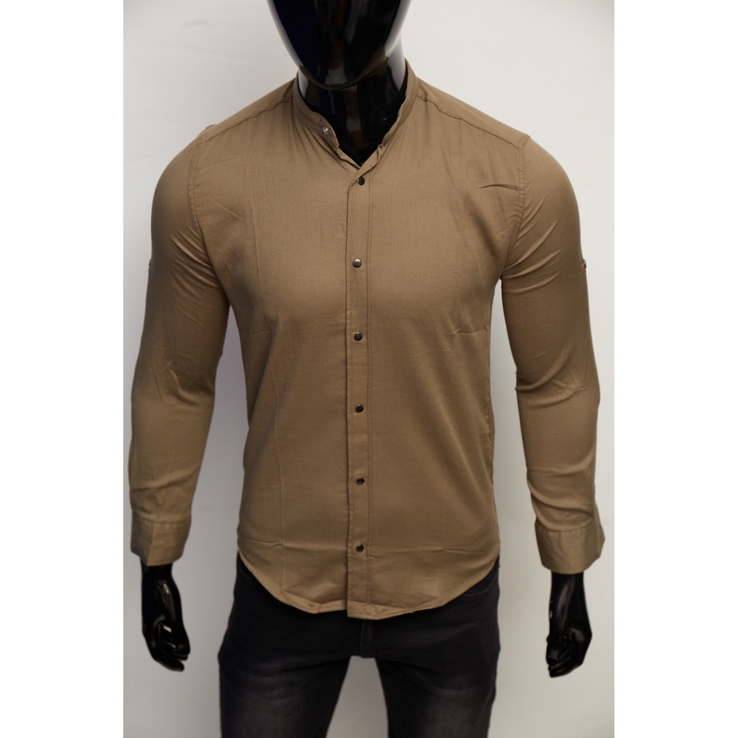 Рубашка мужская котоновая Figo 7088-3 хаки, фото №3