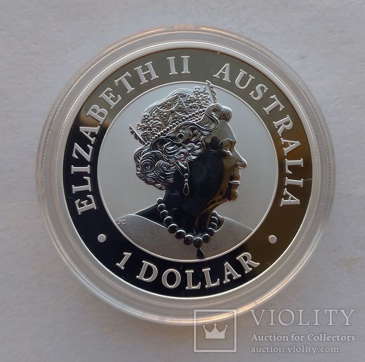 2020 г - 1 доллар Австралии,Орел,унция серебра в капсуле, фото №4