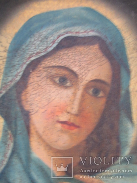 Пара народных икон. Святейшее сердце Иисуса Христа и Непорочное Сердце Девы Марии. 80х60, фото №5