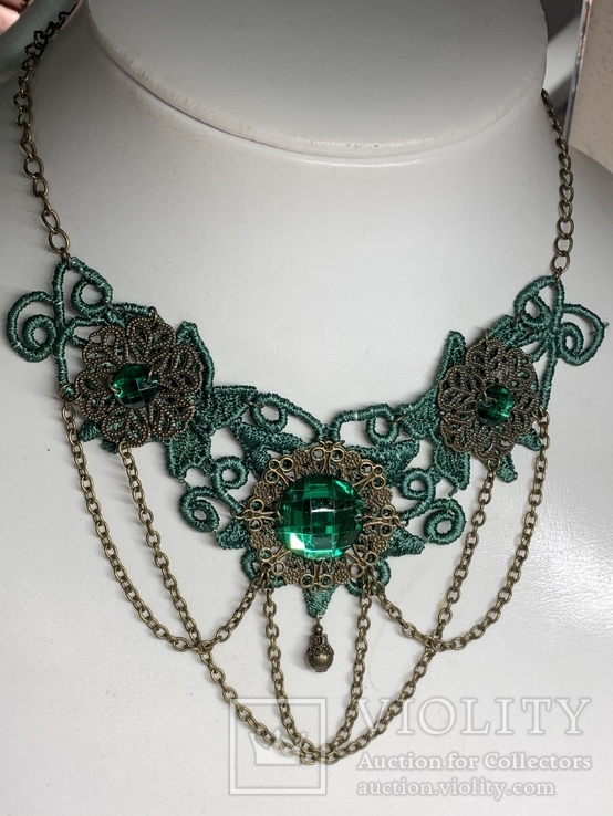 Винтажное ожерелье зелёных тонов, фото №3