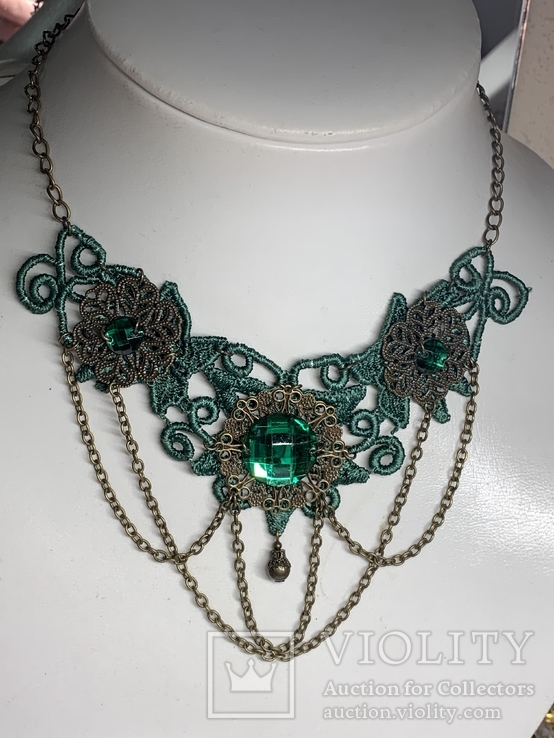 Винтажное ожерелье зелёных тонов, фото №4