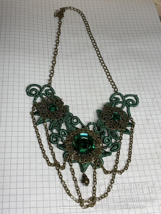 Винтажное ожерелье зелёных тонов, фото №5