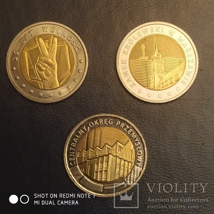 Три монеты 5-ти злотувки ,Польша в отличном коллекционном состоянии,2014 и 2017 гг