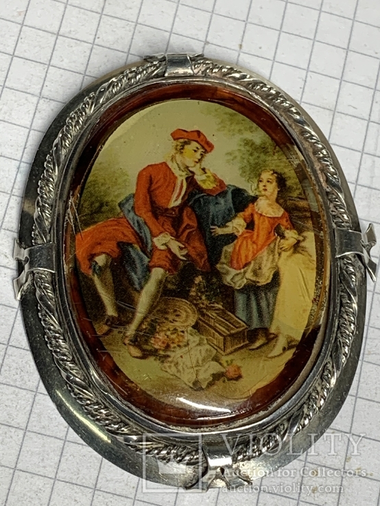 Винтажная серебренная брошь кулон из Англии  18,9 грамм ( клейма, номер), фото №2