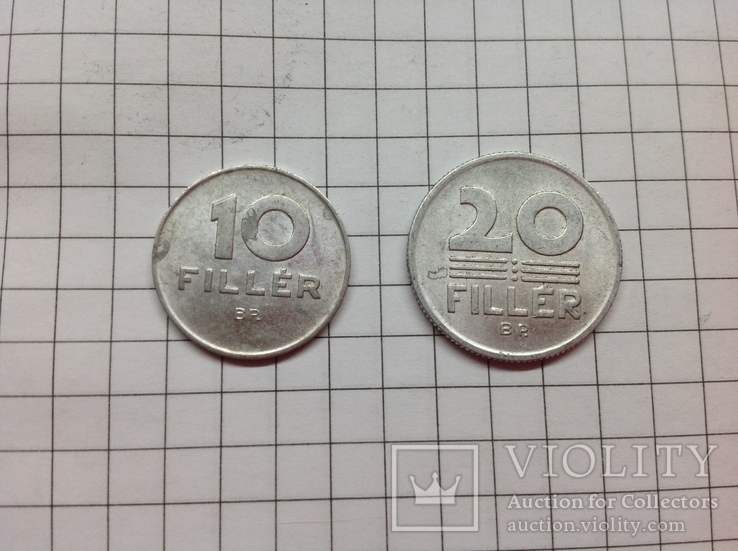 Монеты 10 и 20 филлеров 1985Венгрия, фото №2