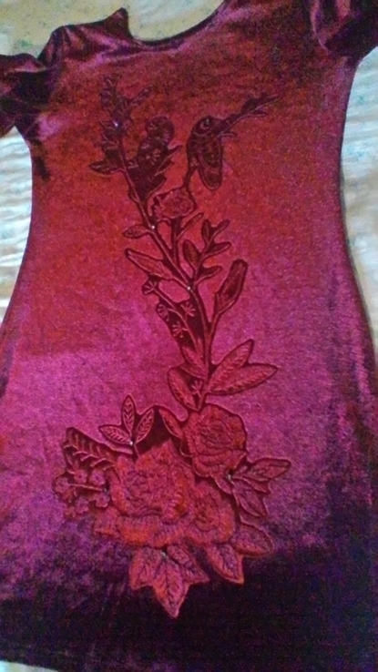 Сукня велюрова бордова, фото №2