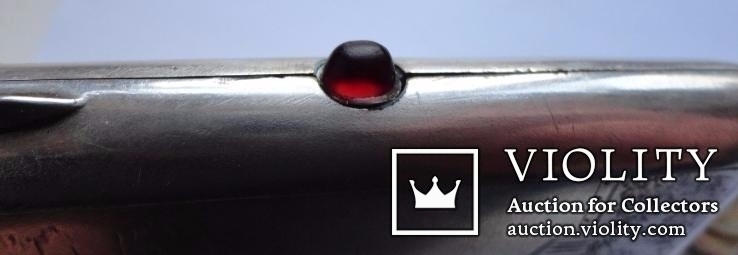 Портсигар Кремль 170 грамм серебро 875 с красным камнем на кнопке, фото №10
