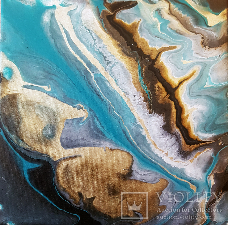 Интерьерная картина в современной технике Fluid art р 20*20 см, фото №3