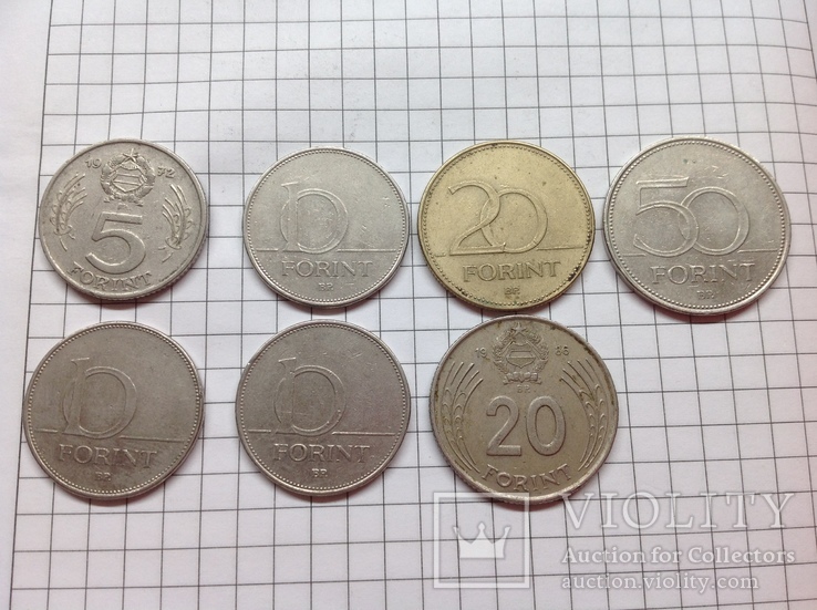 Монеты Венгрии 5, 10, 20 и 50 Форинт 7шт в лоте 1972-2003г, фото №2