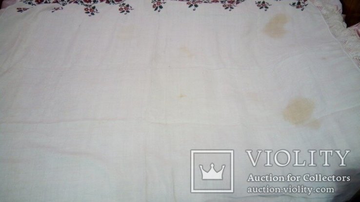  Старинное домотканое полотно с вышивкой лен, фото №5