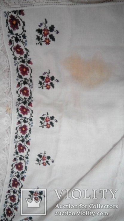  Старинное домотканое полотно с вышивкой лен, фото №7