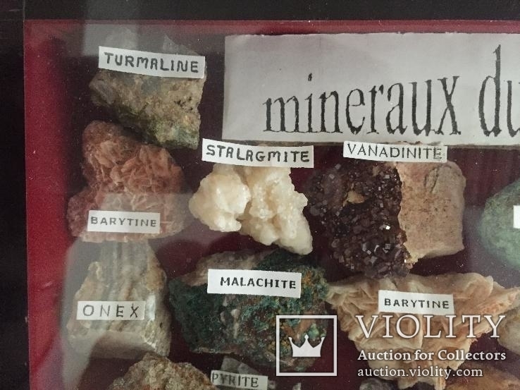 Коллекция минералов из Марокко (24 шт. в выставочной коробке под стеклом), фото №4
