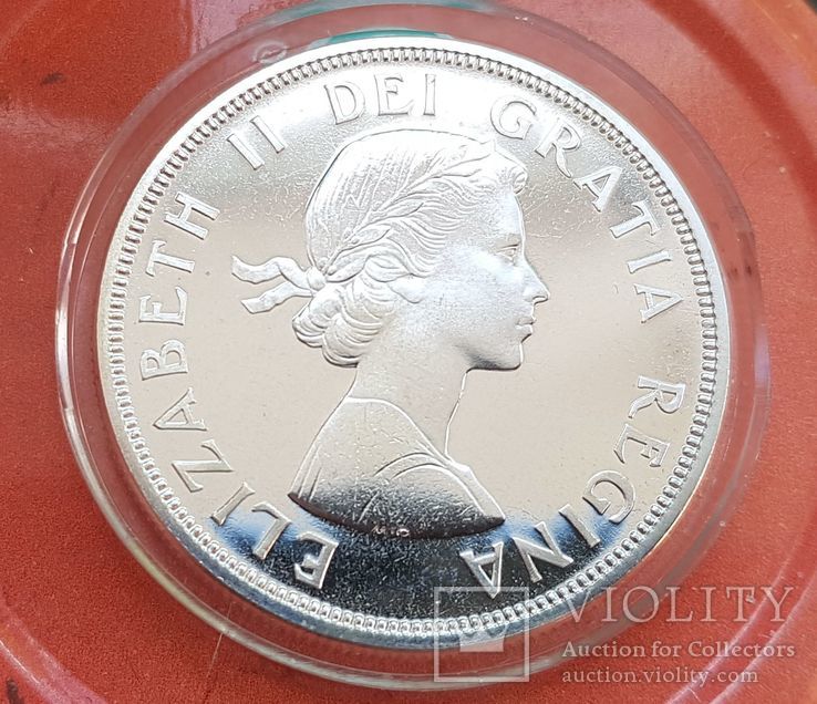 Канада 1 доллар 1964 г. Серебро. 100 лет основания города Шарлоттентаун, фото №3