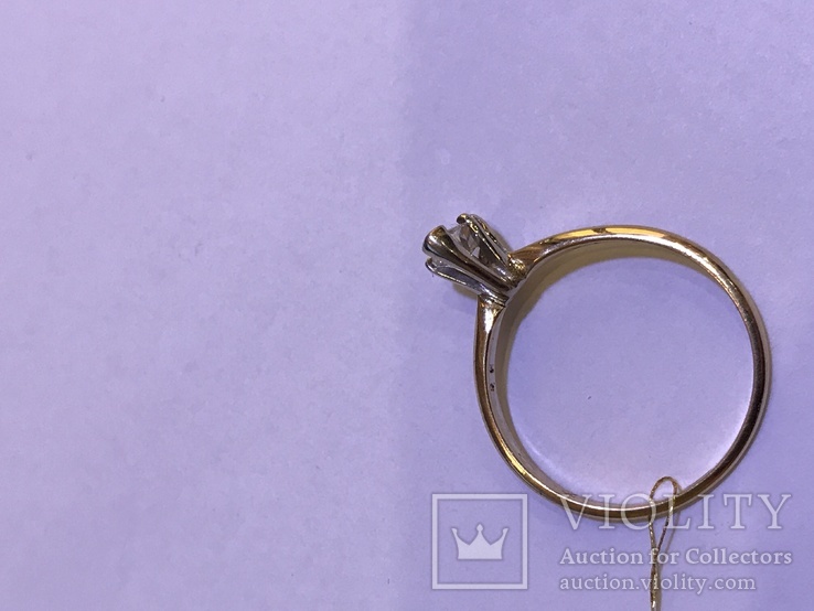 Золотое кольцо с бриллиантом 0.46 карат, огранка маркиз, фото №9