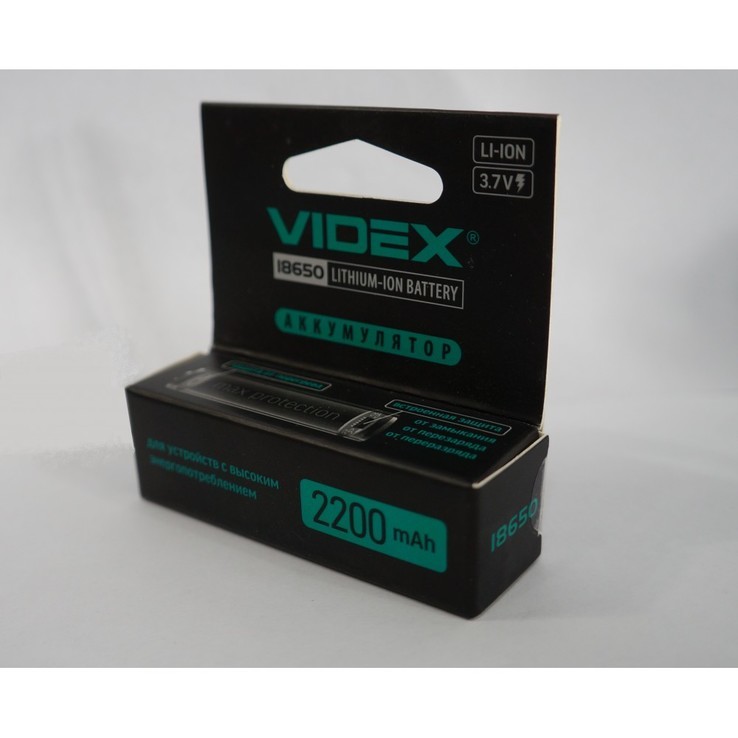 Аккумулятор Videx Li-Ion 18650 2200 mAh с Защитой 1штука