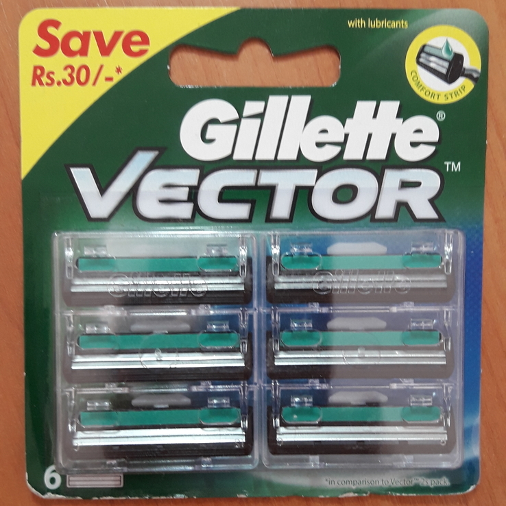 Катридж Gillette Vector с рычажком для сброса щетины. 6 шт, фото №2