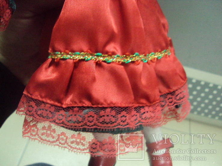 Фарфоровая кукла в красном платье 30 см, фото №11
