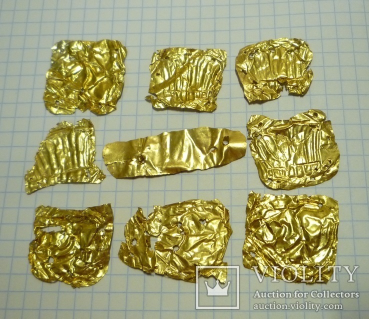 Золотые скифские накладки, вес - 3,6 гр., проба 900+, фото №2